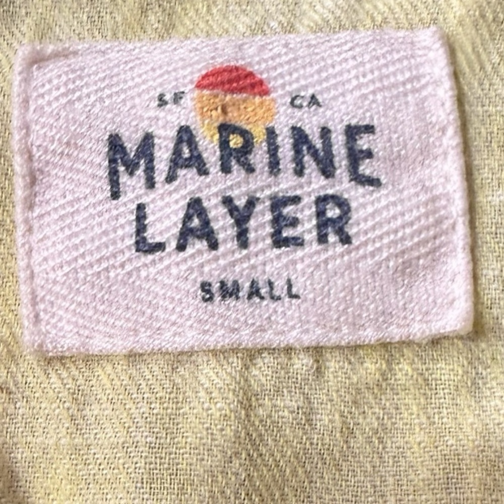 Marine Layer Yellow Top with Colorful Greeting words. Gently Used. - Picture 2 of 9